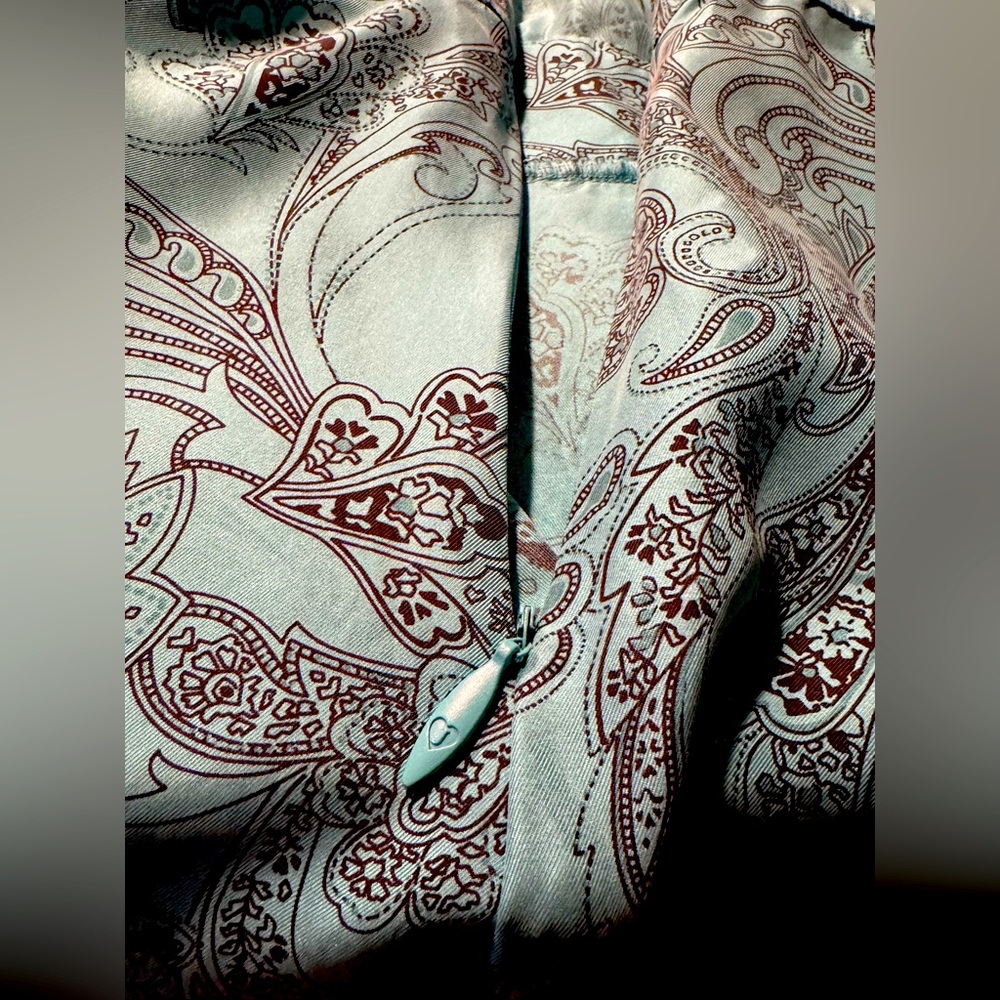 Juicy Couture Turquoise Paisley Silk Dress size 10 - Picture 13 of 14